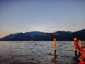 Scenic view of lake against clear sky