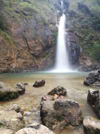 Scenic view of waterfall