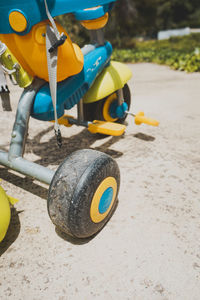 High angle view of toy on road