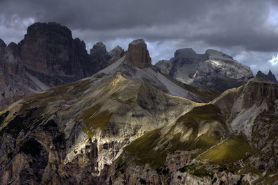 Rocky mountains against clouds