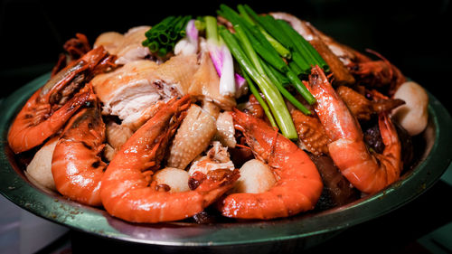 Close-up of seafood in plate