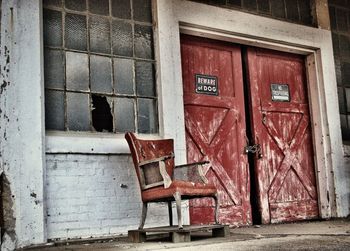 Closed door of old building