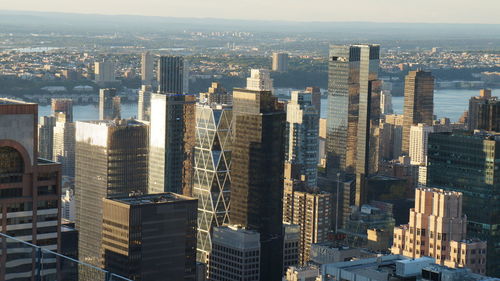 High angle view of buildings in city