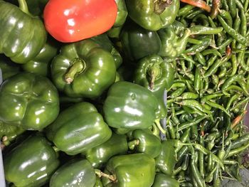 Full frame shot of bell peppers for sale in market