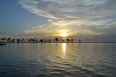 Scenic view of sea against sky at sunset