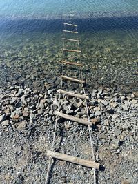 High angle view of ladder on beach