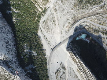 Aerial view of landscape during winter