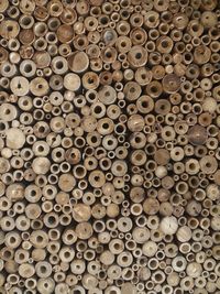 Full frame shot of stack of wood