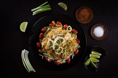 High angle view of meal served in plate