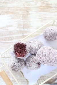 High angle view of ice cream on table