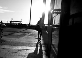 Shadow of people on tunnel