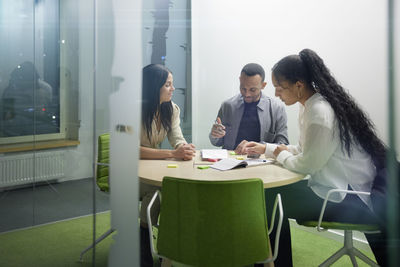 People having meeting in meeting room