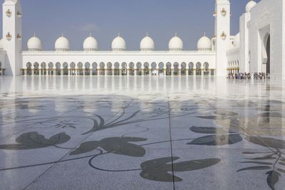 Reflection of building in water