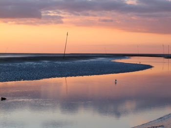 Scenic view of calm sea at sunset