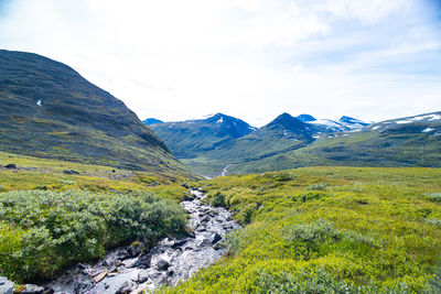 A small, rocky mountain stream in sarek national park, sweden. 
