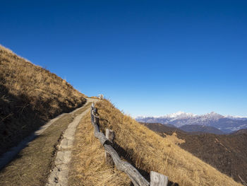 Alpine trail on mount bolettone in the italian alps