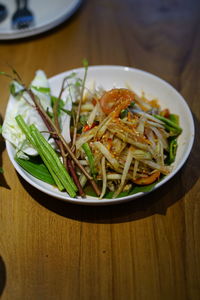 High angle view of meal served in bowl
