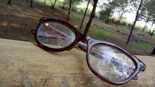 Close-up of sunglasses on table