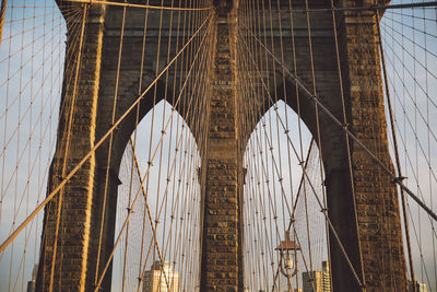 Low angle view of the arches of brooklyn bridge