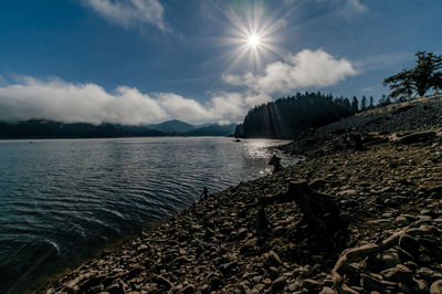 Scenic view of lake against sky