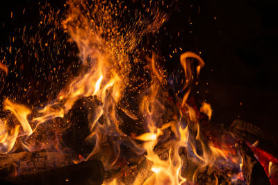 Close-up of fire crackers at night