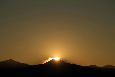 Scenic view of mountains at sunset