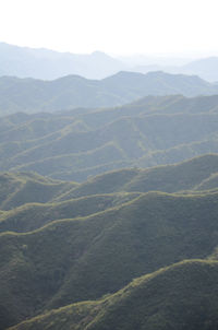 Scenic view of mountain range against clear sky