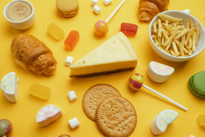 High angle view of food on table