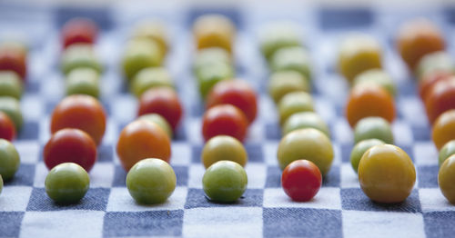 Close-up of tomatoes on fabric