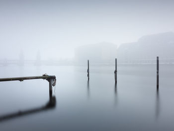Scenic view of water during foggy weather