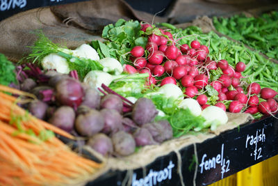 Vegetables for sale in market