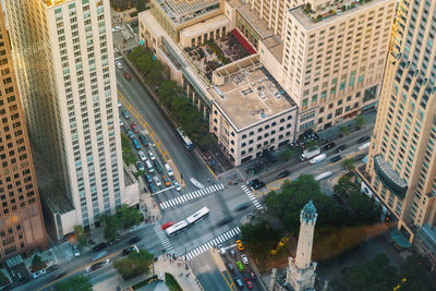 High angle view of street amidst buildings in city