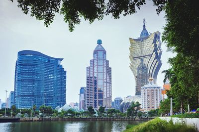 Buildings in city against sky