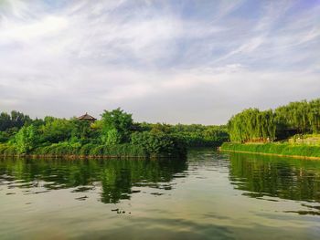 Scenic view of lake against sky