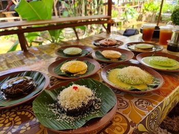 High angle view of food on table