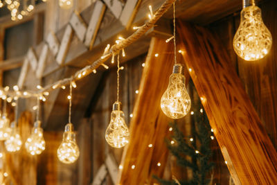 Luminous garland in the christmas interior