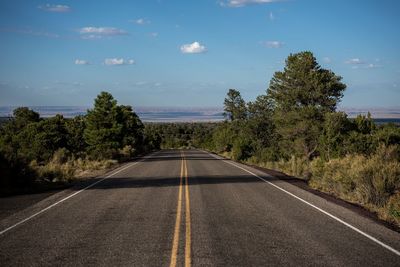 Road amidst trees against sky