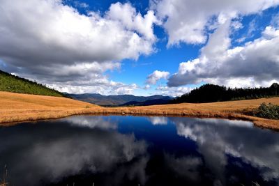 Panoramic view of lake against sky