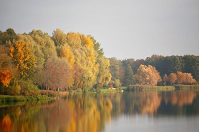 Scenic view of lake against clear sky