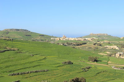 Scenic view of landscape against clear sky