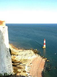 Scenic view of sea against clear sky