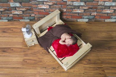 High angle view of stuffed toy on table