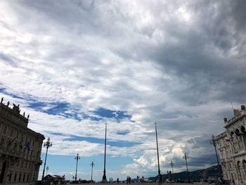 Low angle view of city against sky