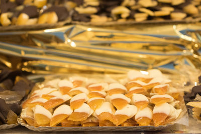 Close-up of desserts at shop