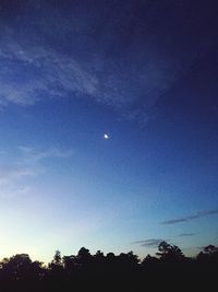 Low angle view of silhouette trees against sky at night