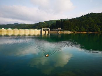 Scenic view of lake against sky