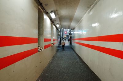 Woman walking in subway