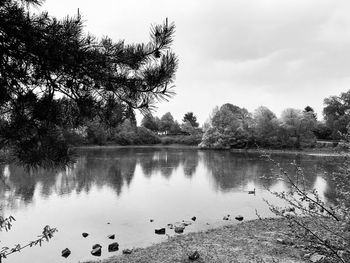 Scenic view of lake against sky