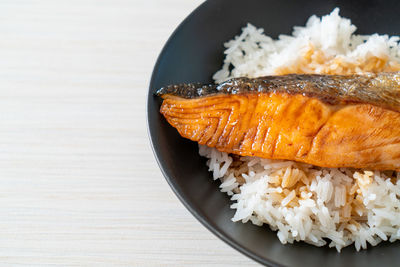 Close-up of food in plate on table