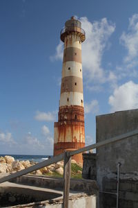 Low angle view of lighthouse against sky